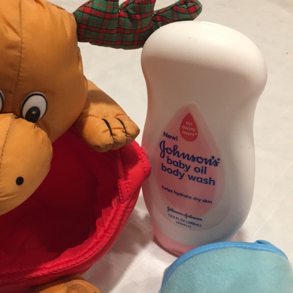 Baby’s First Bath Christmas Deer NEW 10Pc set Wash Powder A&D+ Wash clothes Hat - Picture 4 of 11